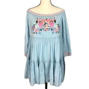 Free People Off the Shoulder Tiered Mini Dress